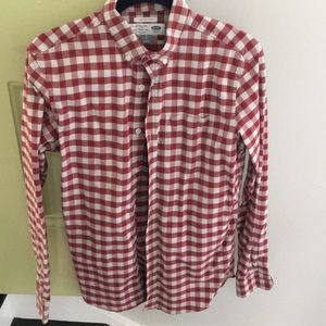 Red and white checker button down